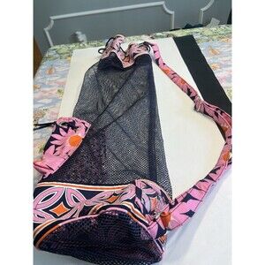 Vera Bradley Mesh Drawstring Navy Blue Pink Floral Yoga Beach Carrier Bag Sleeve